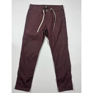 Vuori Mens Burgundy Jogger Pants Zip Pockets Drawstring Medium